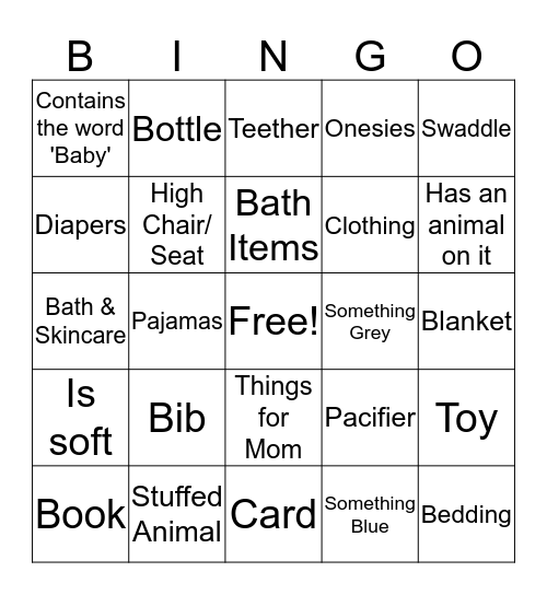 Baby Shower Present Bingo  Bingo Card