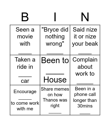 Me Bingo  Bingo Card