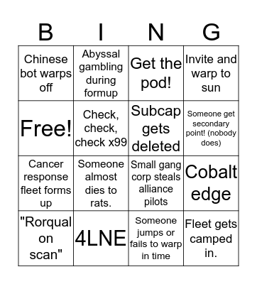 Rub's roams bingo Card