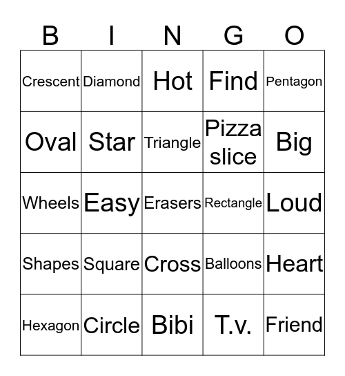 Shapes Bingo Card