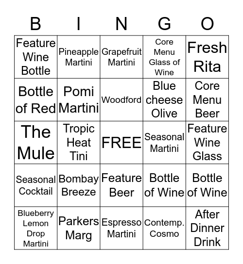 BWL Bingo Card