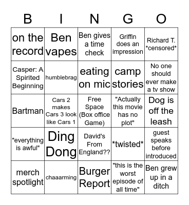 Blank Check Bingo Card