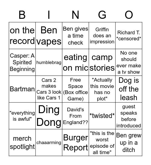 Blank Check Bingo Card