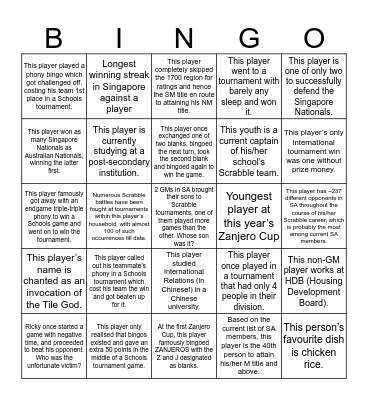 Zanjero Cup Human Bingo Card