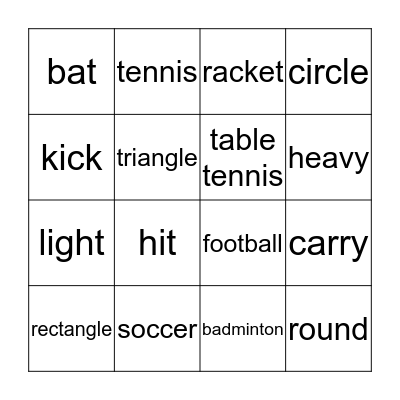 Sports Bingo Card