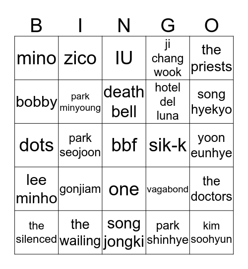 cohi Bingo Card
