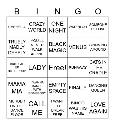 WELCOME BACK Bingo Card