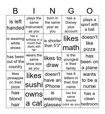 FIND SOMEONE WHO Bingo Card