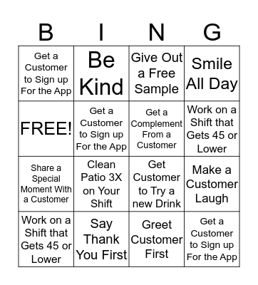 Starbucks Bingo Card