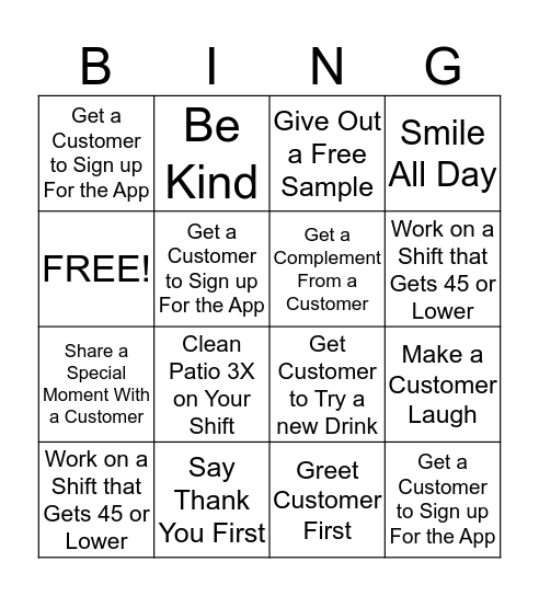 Starbucks Bingo Card