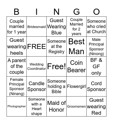 Mon & Lala Silver Wedding Bingo Card