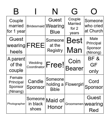 Mon & Lala Silver Wedding Bingo Card