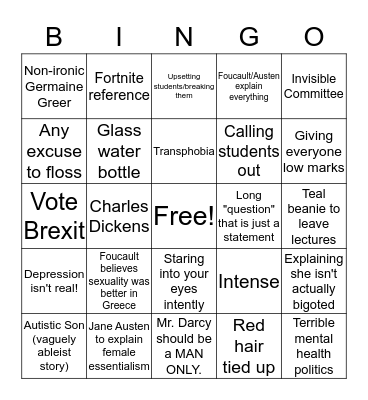 Sinead bingo Card
