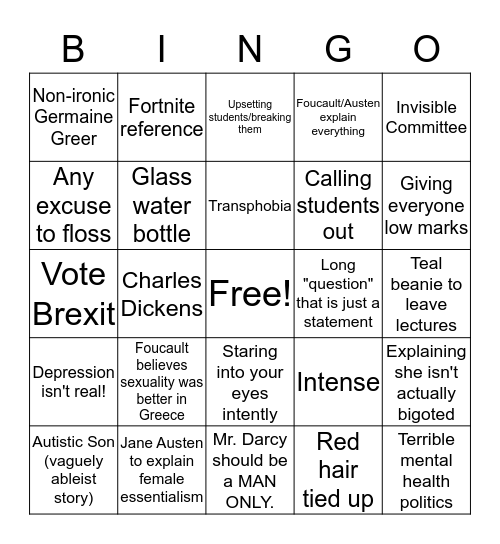 Sinead bingo Card