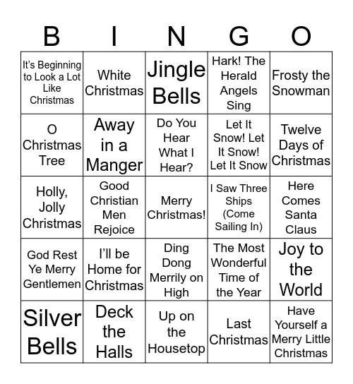 Christmas Carol Bingo! Bingo Card