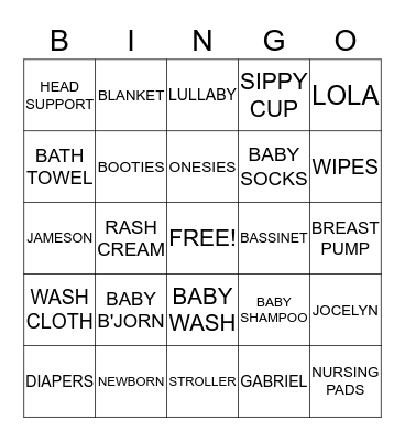 BABY SHOWER Bingo Card