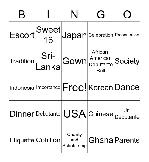 Coming-Of-Age-Traditions Bingo Card