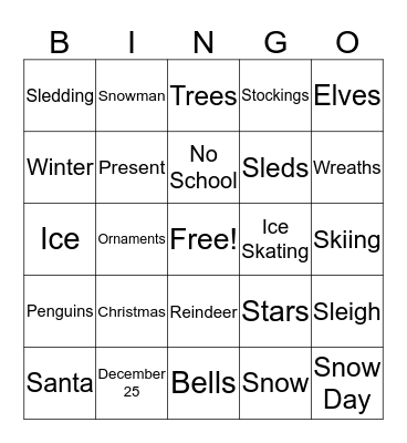 Lela's Winter  Bingo Card