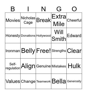 Hooray for Hollywood! Bingo Card