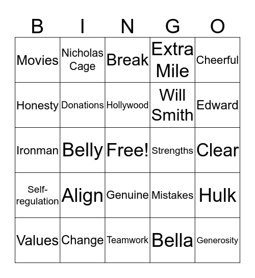 Hooray for Hollywood! Bingo Card