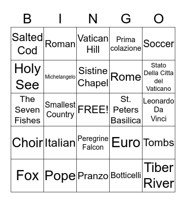 ROMERO'S VATICAN BINGO Card