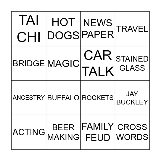 PAUL-O Bingo Card