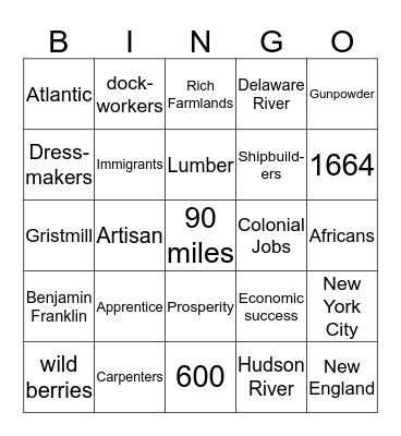 Middle Colonies: Busy Farms & Seaports Bingo Card