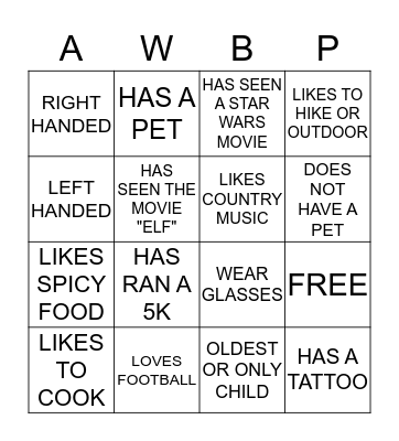 AWBP CHRISTMAS BINGO Card