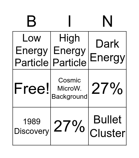 Dark Stuff in the Universe Bingo Card