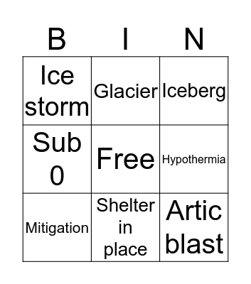 Ice storm bingo Card