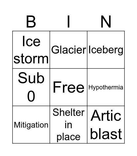 Ice storm bingo Card