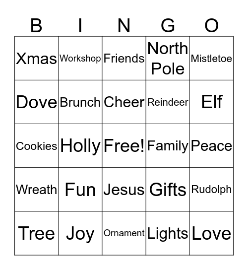 Holiday Bingo Card