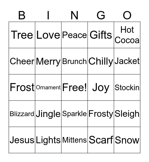 Holiday Bingo Card