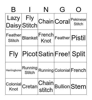 Stitch Bingo Card