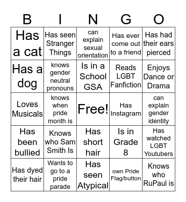 2SLGBTQ+ Bingo Card