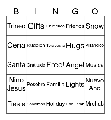 MRehab's Holiday Get-Together Bingo Card