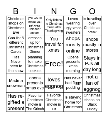 Christmas Bingo Card