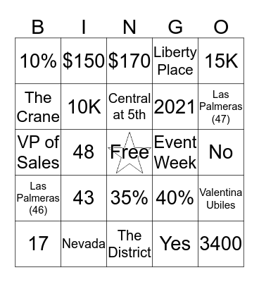 Contracts Bingo Card