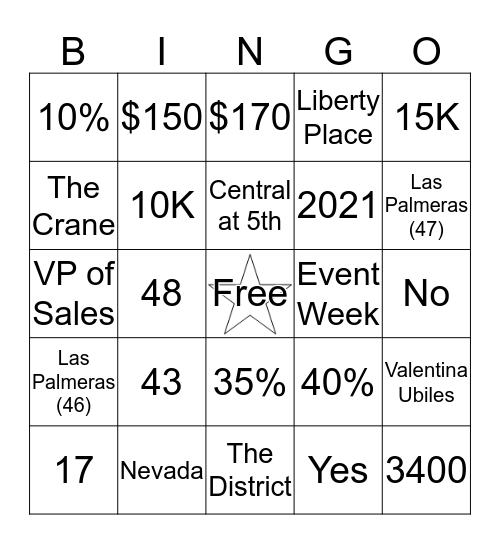 Contracts Bingo Card