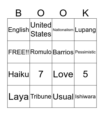 JAPANESE PERIOD Bingo Card