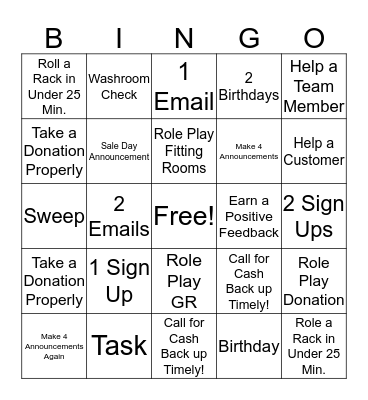 Customer Service Bingo!! Bingo Card