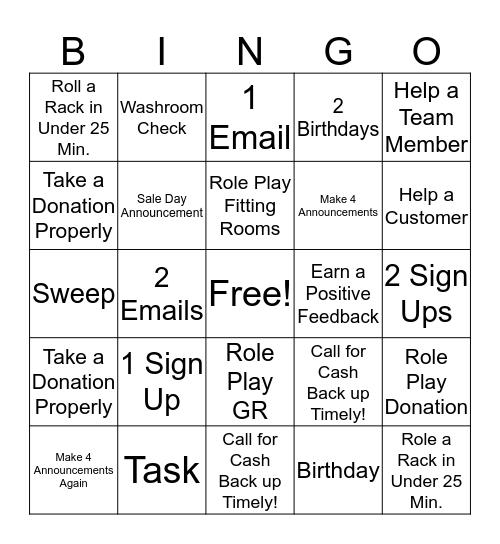 Customer Service Bingo!! Bingo Card