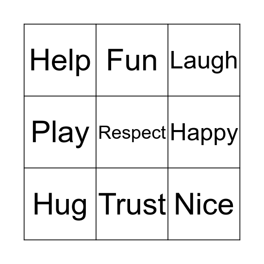 Friend's Day Bingo Card