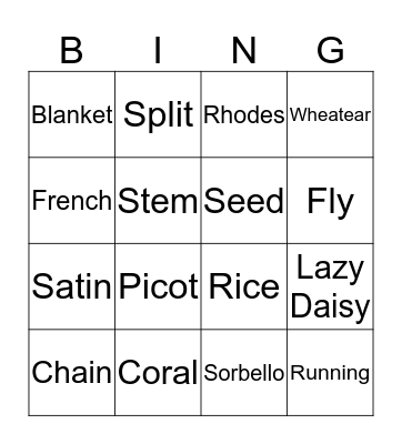 Stitch Bingo Card