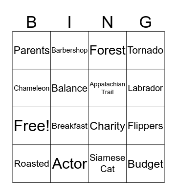 Midterm Review Bingo Card