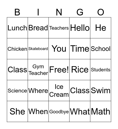 ELD Cafe Bingo Card