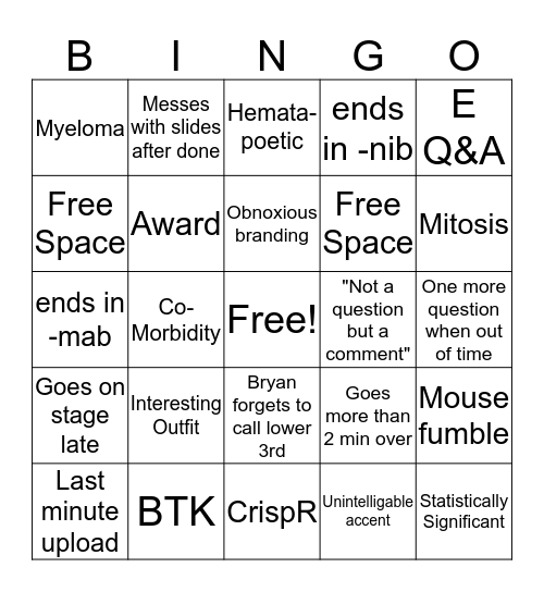 ASH19 Bingo Card