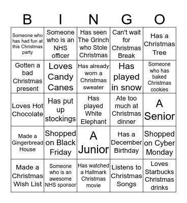 Holiday Party People Bingo Card