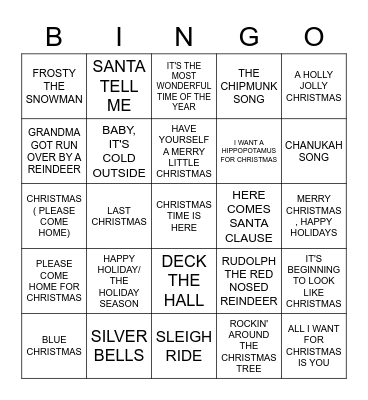 X-MAS in JULY Bingo Card
