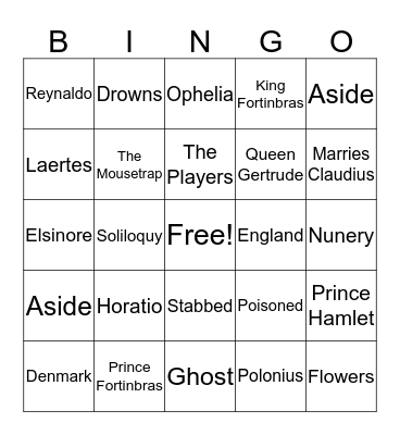 Hamlet Bingo Card